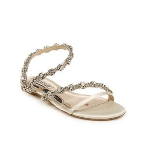 Badgley Mischka Silver and Cream Embellished Sandals